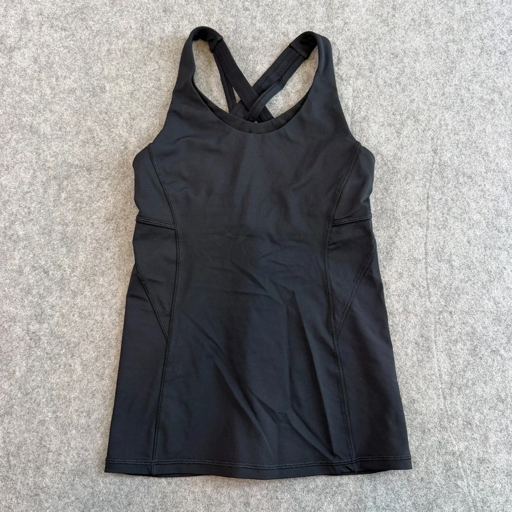 Lululemon Athletica Black Luon Compression Strappy Tank Top Women's Size 2